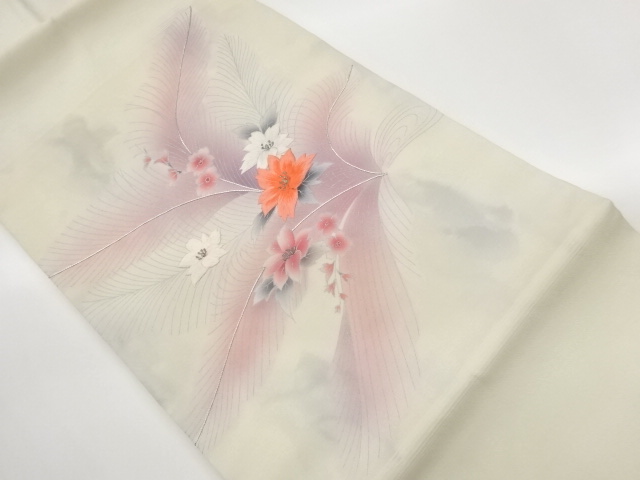 銀駒刺繍銀彩花々模様名古屋帯